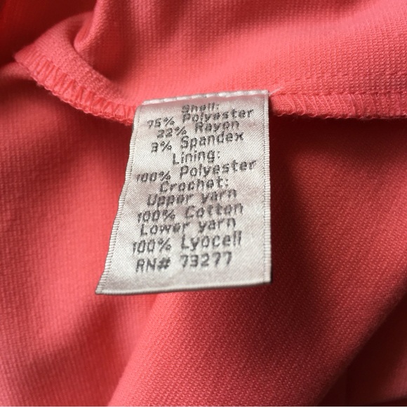 LC Lauren Conrad Lace Raglan Ponte Sheath Dress Sunkist Coral Women's Size 10 - Picture 9 of 10